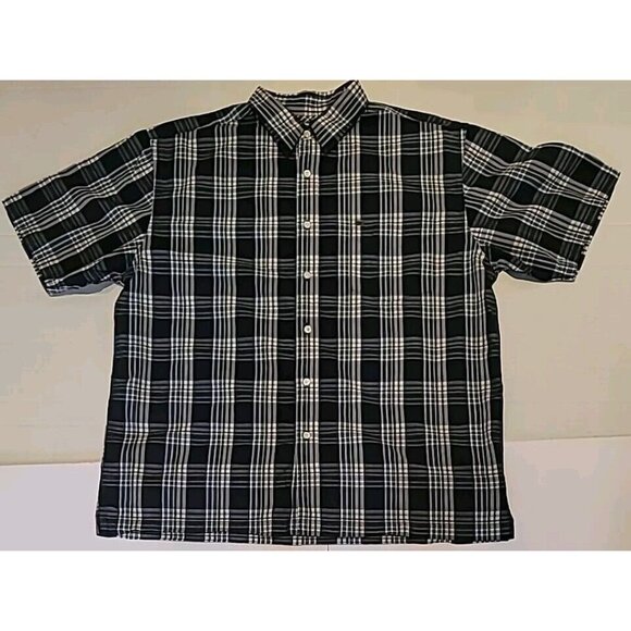 Nautica Jeans Co Men Blue Green Plaid Shirt Short Sleeve Pocket Button Up Sz XL - Picture 14 of 16